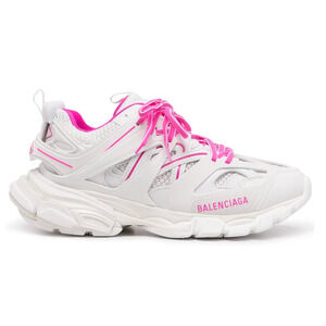Balenciaga Track Sneaker Pink White Lace Up Tie Low Top Platform Flat Trainer 40